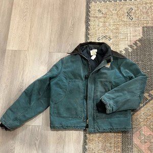 Vintage Men's Carhartt Quilted Insulated Work Jacket - Large | Blue/Green